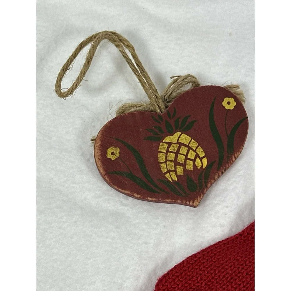 Wooden Christmas Ornaments Teddy Bear Heart German Gingerbread Lot Of 6 Country